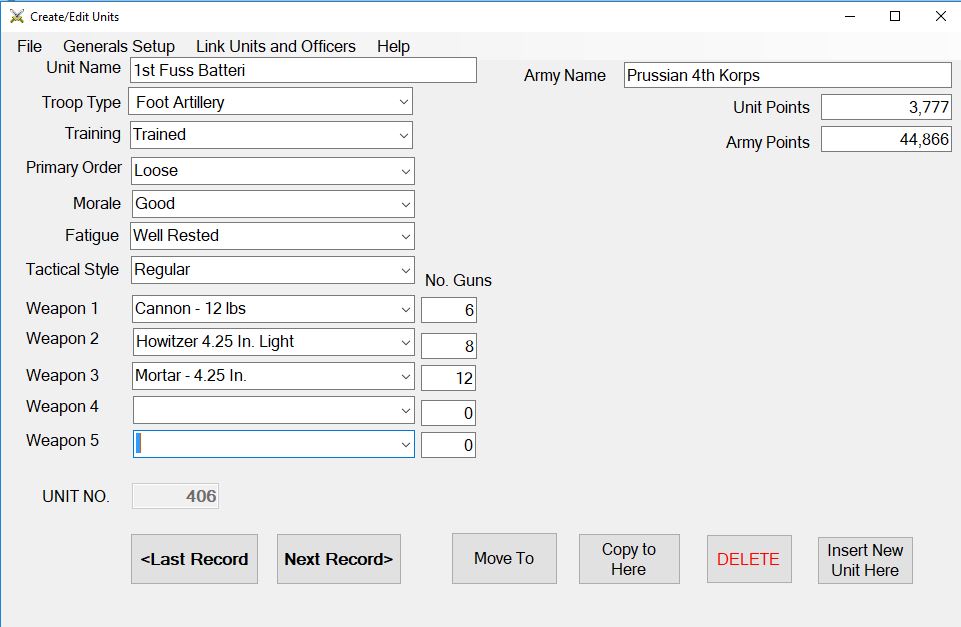 Setup Artillery Unit.