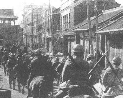 Japanese Mounted Infantry entering Shenyang during the Mukden Incident.