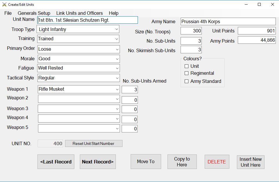 Setup Infantry Unit.